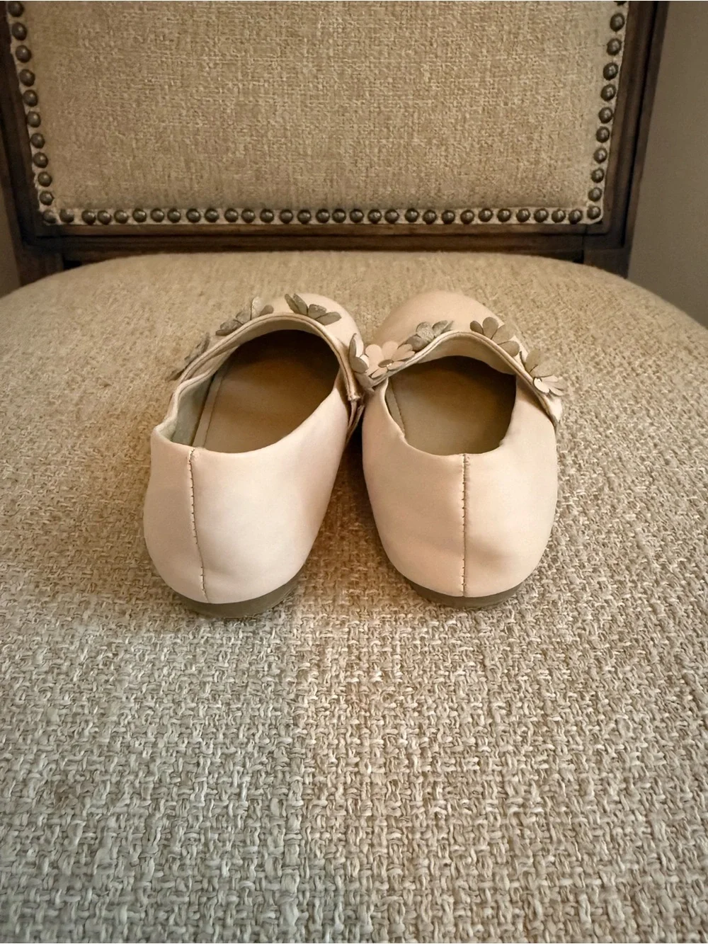 Kiderence Girls toddler Ballet Flat shoes in blush pink Flower Embellishments